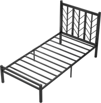 Twin size platform bed with a unique branch headboard and sturdy metal frame, ideal for elegant bedroom decor.