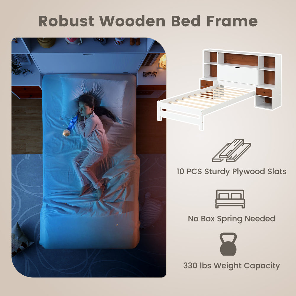 Costway Bed Frame with Storage Headboard and Nightstands New