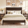 Full Bed Frame with Headboad and Solid Wood Legs 12 Slats-Dark Walnut - Gallery View 1 of 10