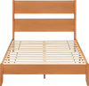 Full bed frame in warm brown with a classic wooden headboard and 12 slats for reliable mattress support.