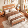 Warm brown full bed frame with solid wood legs and classic headboard, featuring 12 slats for mattress support.