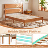 Full bed frame in warm brown with solid wood legs, 12 slats, and a classic headboard for modern rustic charm.