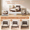 Twin bed frame in warm brown with solid wood legs and headboard, featuring 12 slats for reliable mattress support.