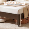 Twin bed frame with solid wood legs and headboard, featuring ample under-bed space for easy cleaning and 12 slats.