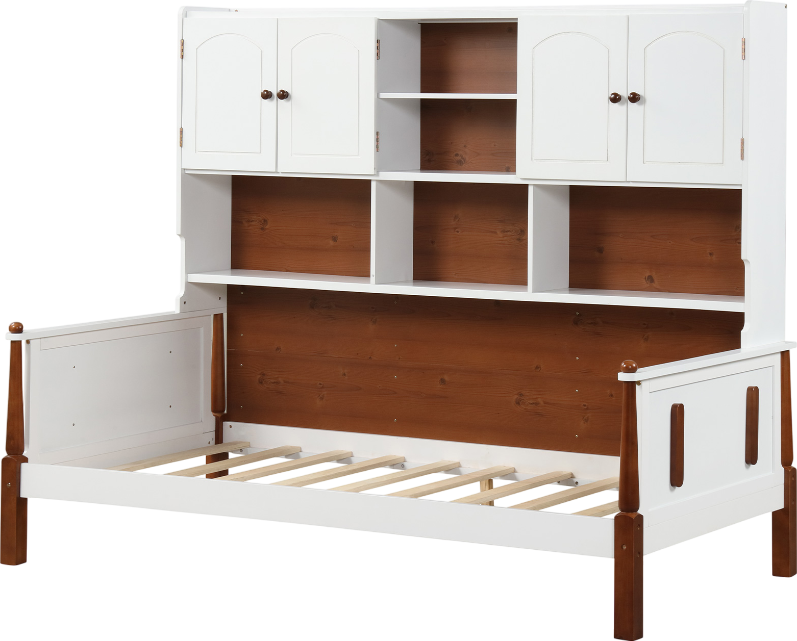 Costway Twin Bed Frame with Bookcase Shelves and Storage New