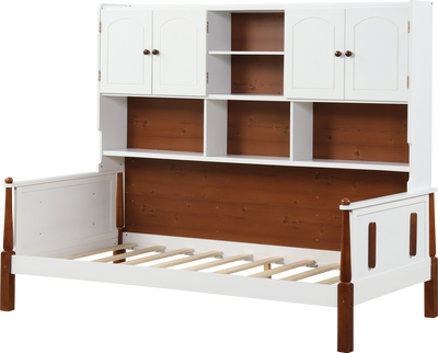 Costway Twin Bed Frame with Bookcase Shelves and Storage New