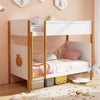 Bunk bed showcasing the lower twin size bed and integrated ladder, crafted from solid wood for enhanced stability and.