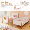 Twin over twin bunk bed with integrated ladder and safety guardrails, ideal for kids' rooms and versatile use.