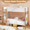 Twin over twin bunk bed with unique apple decoration and solid wood frame, perfect for kids' rooms and stylish decor.