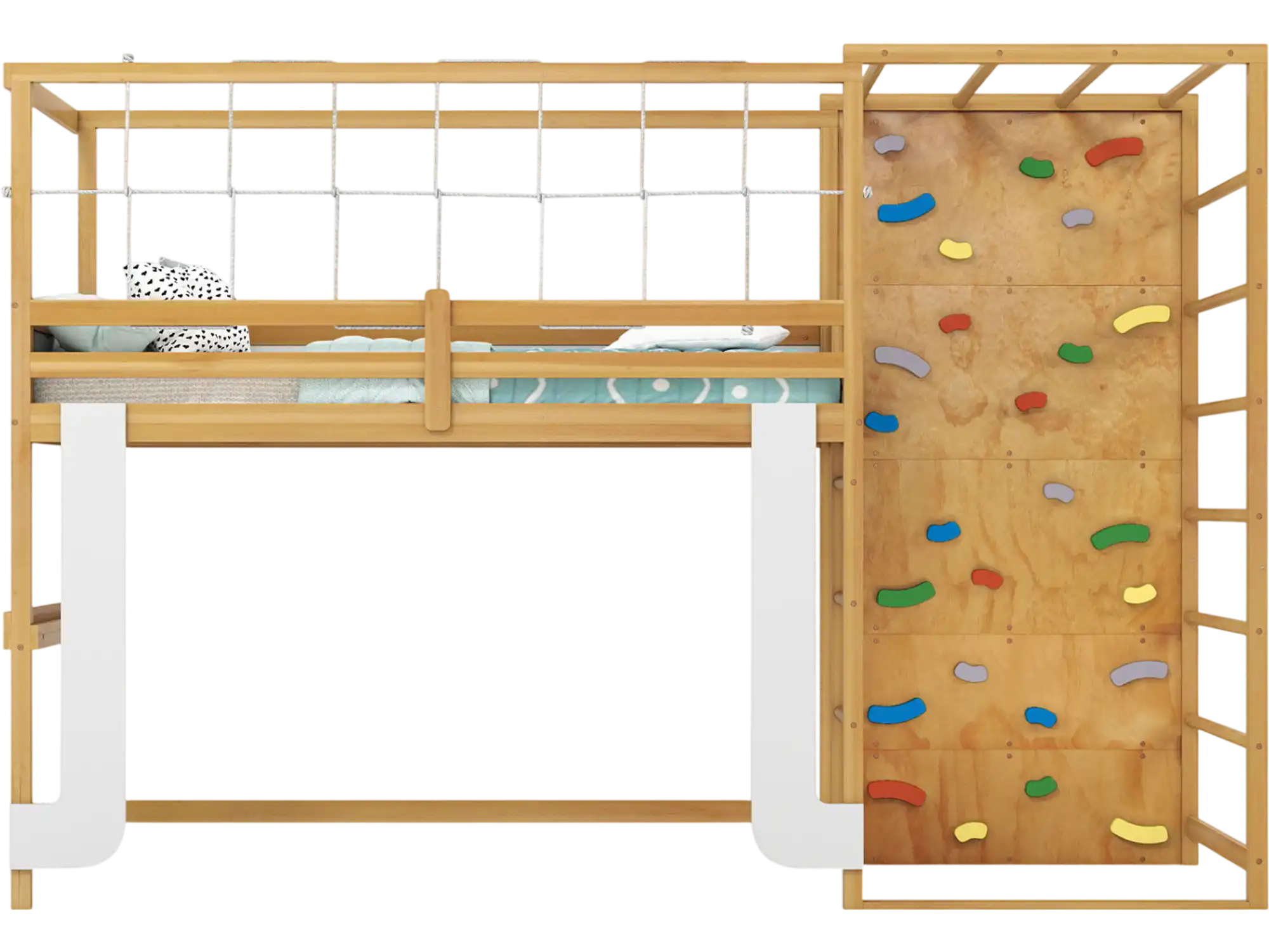 Costway Twin Bunk Bed Wooden Loft Bed Jungle Gym Climbing Ladder 73830022 New