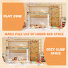 Twin bunk bed with climbing ladder and rock wall, designed for play and sleep, supporting up to 440 lbs for durability.