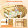 Twin bunk bed with climbing ladder, rock wall, and full-length guardrail for safe and fun playtime.