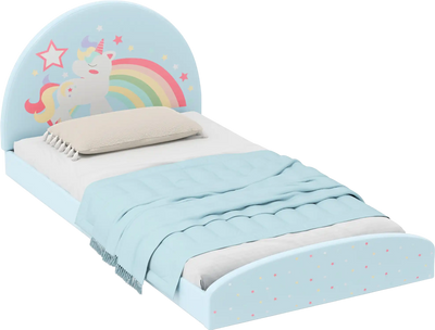 Costway Upholstered Twin Kids Floor Bed Frame with 210D Oxford Cloth Mat 12603661 New