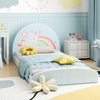 Twin Floor Bed Frame Upholstered Twin Size Kids Floor Bed with 210D Oxford Cloth Floor Mat-Blue - Gallery View 1 of 10
