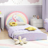 Twin Floor Bed Frame Upholstered Twin Size Kids Floor Bed with 210D Oxford Cloth Floor Mat-Purple - Gallery View 1 of 10