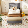 Twin/Full/Queen Size Bed Frame Modern Platform Bed with Linen Fabric Upholstered Headboard-Twin - Gallery View 1 of 10