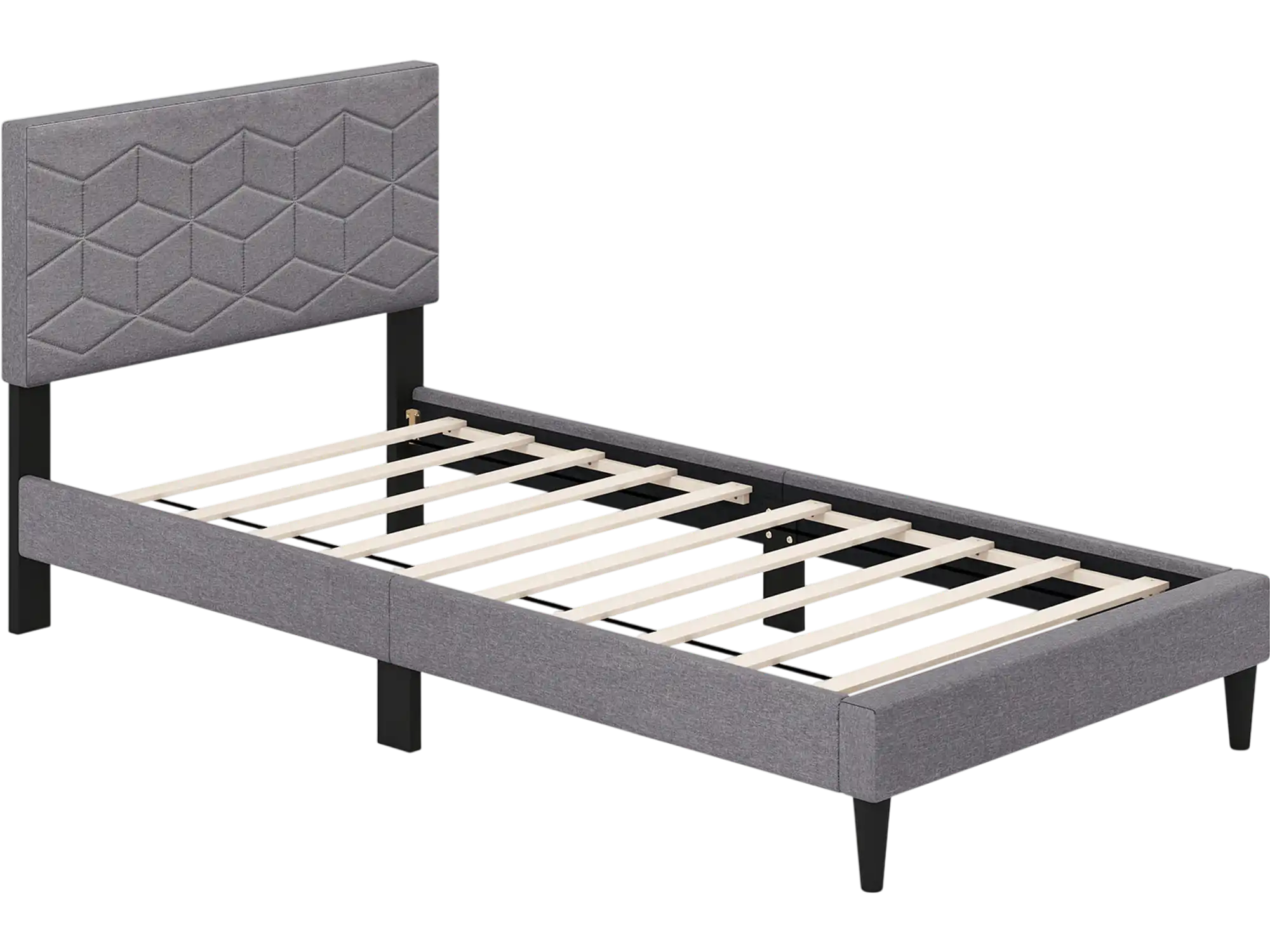 Costway Modern Platform Bed Frame Linen Upholstered Headboard 19298970 New