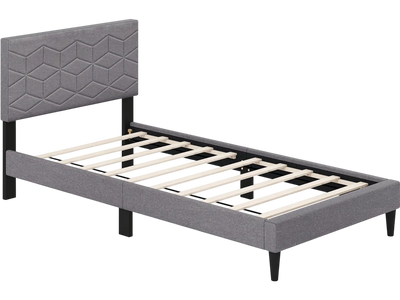 Costway Modern Platform Bed Frame Linen Upholstered Headboard 19298970 New