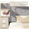 Linen fabric upholstered headboard with geometric quilting, soft sponge padding for comfort, ideal for modern bed.