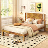 Twin/Full/Queen Size Bed Frame Mid-Century Acacia Wood Platform Bed with Headboard-Full Size - Gallery View 1 of 10