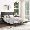 Twin/Full/Queen Size Velvet Bed Frame Upholstered Platform Bed with Chevron Headboard Gray-Queen - Gallery View 1 of 10