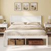 Full size sturdy wooden bed frame with headboard, slat support, and under bed storage for a tidy bedroom.