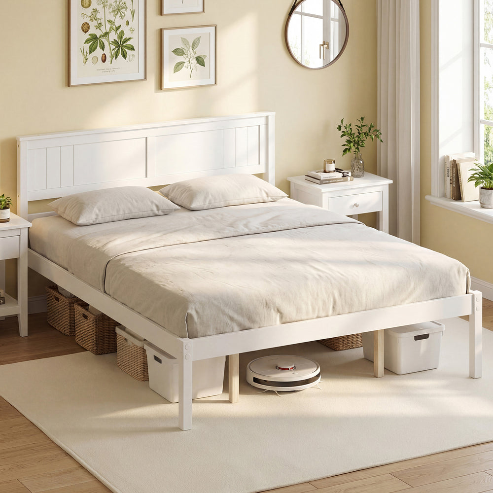 Twin/Full/Queen Size Sturdy Wooden Bed Frame with Headboard and Slat Support-Queen Size - Gallery View 1 of 10