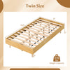Twin size floating bed frame with hidden support legs, 570 lbs capacity, and vibrant RGB LED lights for bedroom.