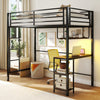 Twin Loft Bed with Desk LED Lights Charging Station Heavy-duty Metal Bed Frame with Guardrail-Black - Gallery View 1 of 10