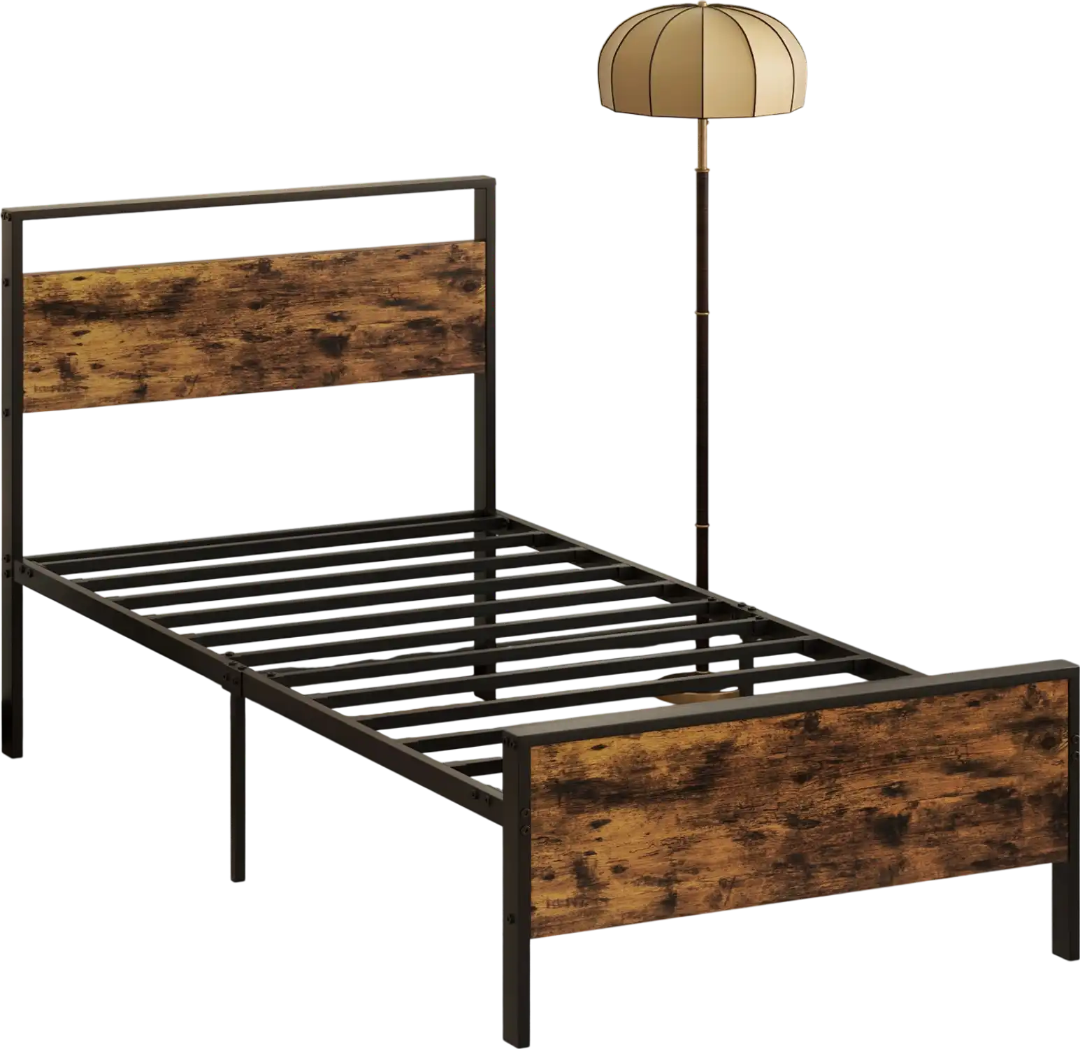 Costway Twin Industrial Metal Platform Bed Frame Wood Headboard 851374296 New