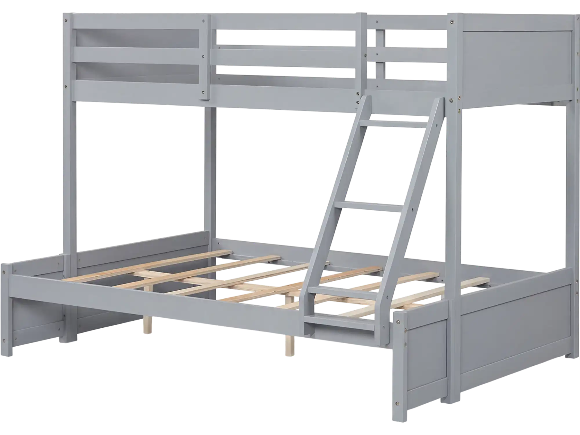 Costway Twin Over Full Bunk Bed w/ 3-Step Ladder & Full-Length Guardrails 14359204 New