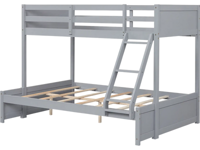 Costway Twin Over Full Bunk Bed w/ 3-Step Ladder & Full-Length Guardrails 14359204 New