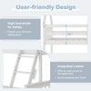 Detail of the integrated ladder and high guardrails on the Twin Over Full House Bunk Bed for added safety and.