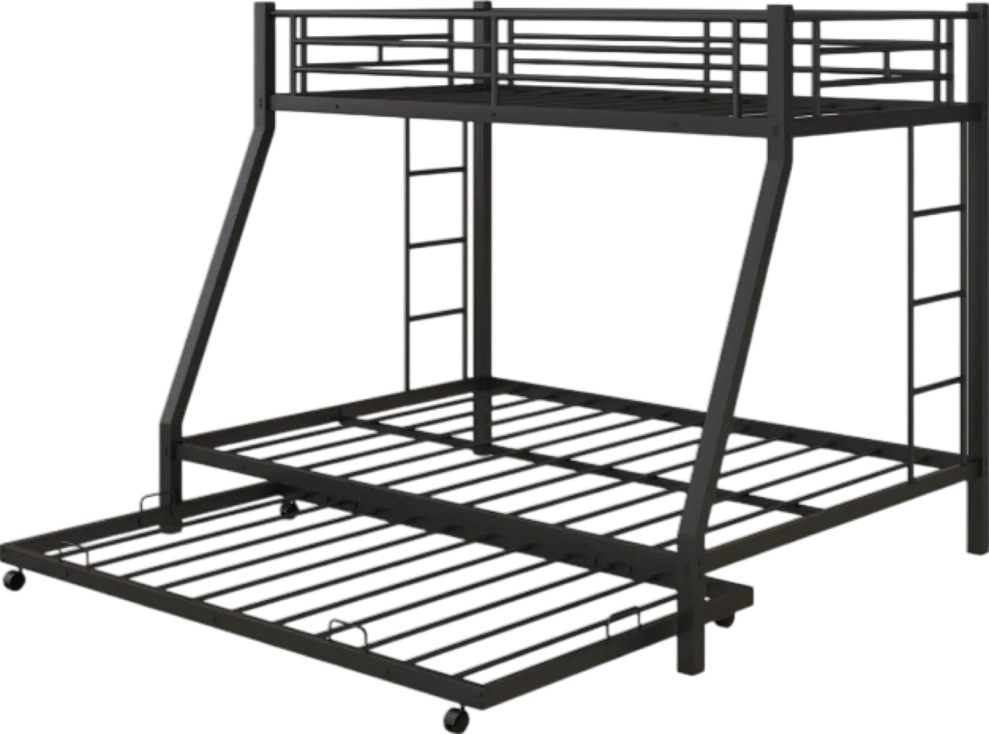Costway Bed Frame Twin Over Full Bunk Bed with Trundle for Guest Room New