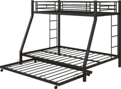 Costway Bed Frame Twin Over Full Bunk Bed with Trundle for Guest Room New