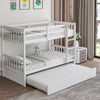Costway Bed Frame Twin Over Twin Bunk Bed with Pull-out Trundle and Ladder New