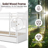 Costway Bed Frame Twin Over Twin Bunk Bed with Pull-out Trundle and Ladder New