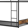Ladder detail of the Twin Over Twin Bunk Bed with Trundle in black, featuring full-length guardrails for safety.