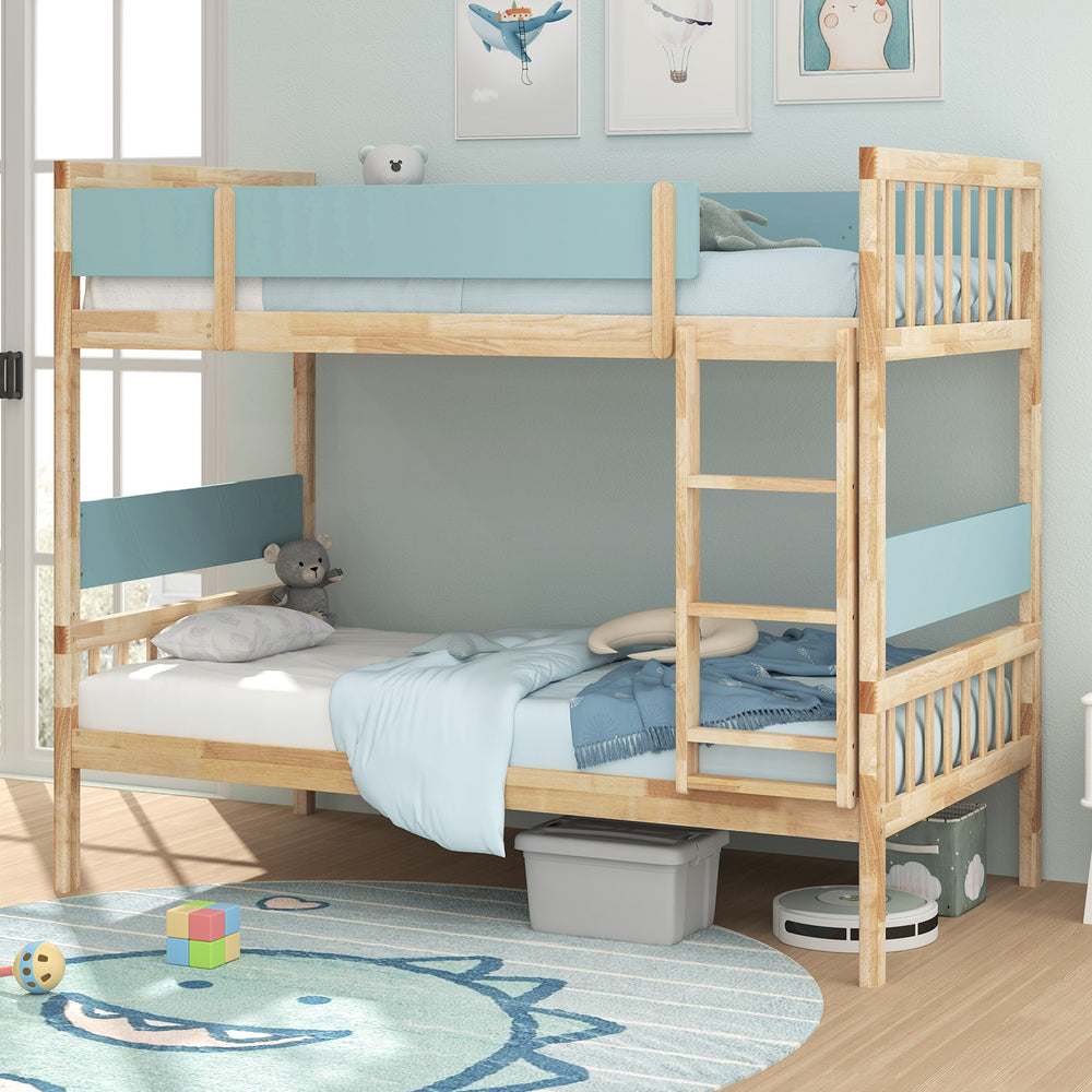 Costway Twin Over Twin Bunk Bed with Ladder and Full-length Guardrails New