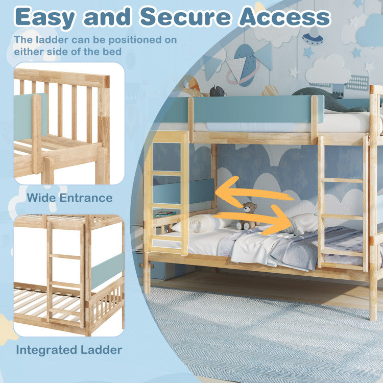 Costway Twin Over Twin Bunk Bed with Ladder and Full-length Guardrails New