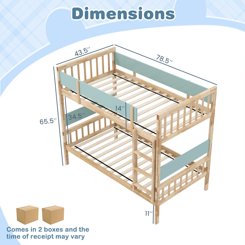 Costway Twin Over Twin Bunk Bed with Ladder and Full-length Guardrails New