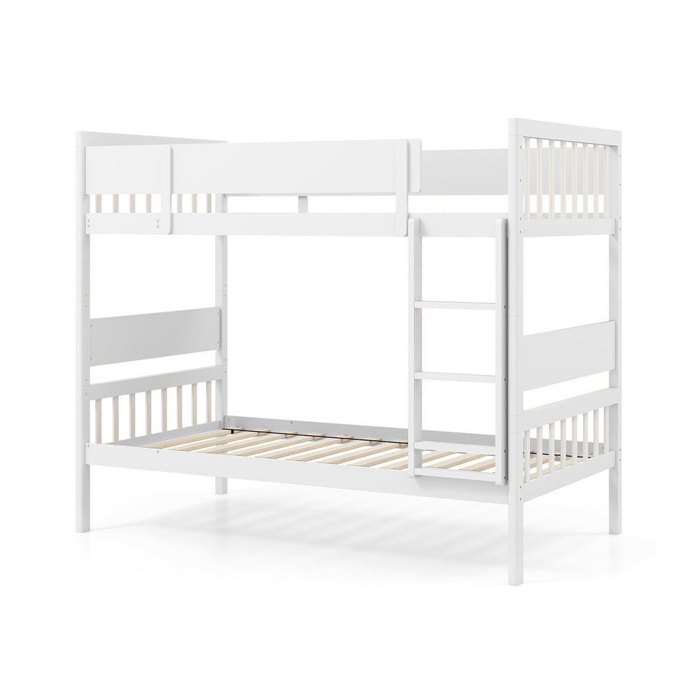 Costway Twin Over Twin Bunk Bed with Ladder and Full-length Guardrails New