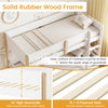 Twin over twin bunk bed with solid rubber wood frame, 14" guardrails, and integrated ladder for safe climbing.