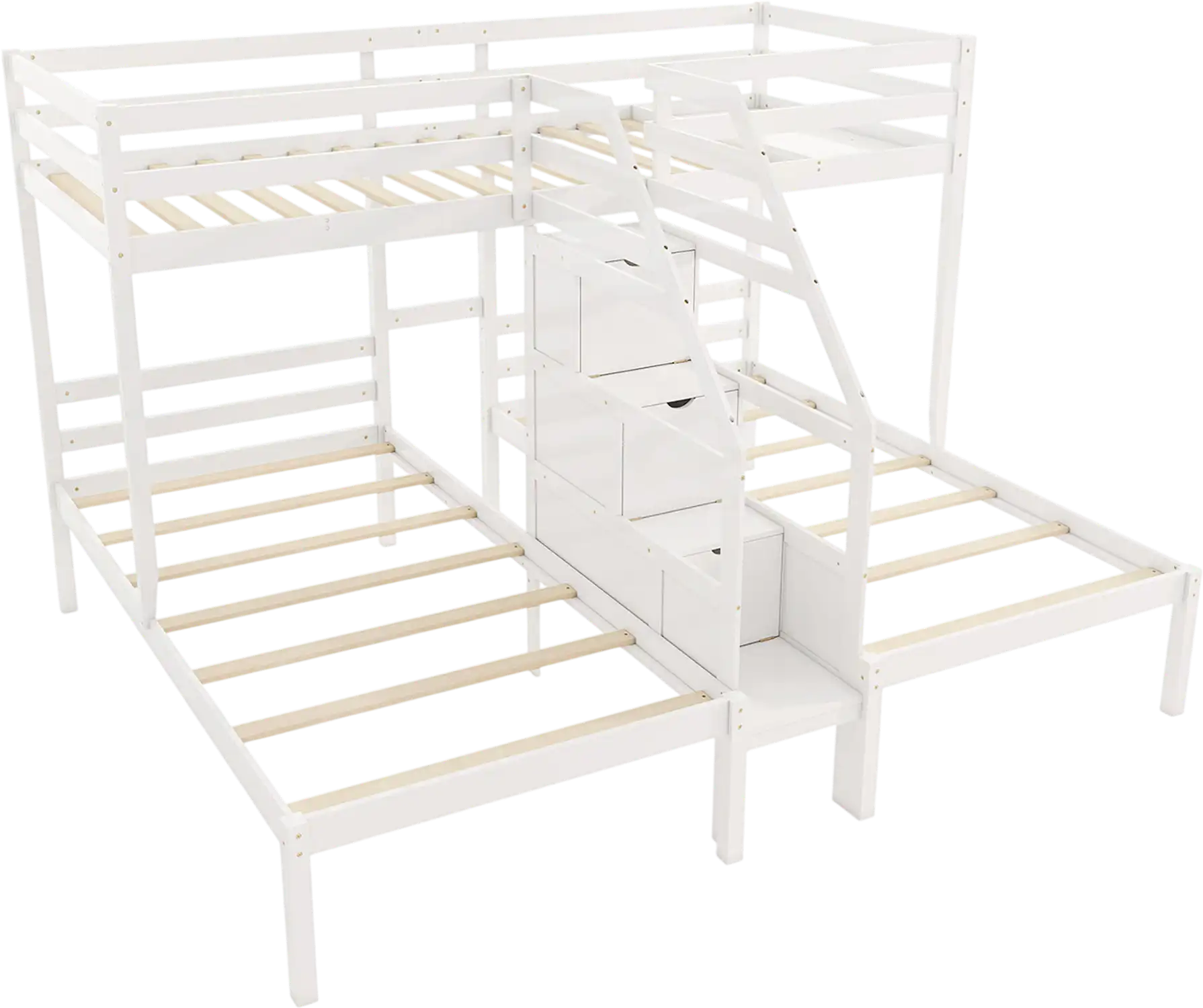 Costway Twin Over 2 Twin Bunk Bed with Storage Staircase Guardrail 67815924 New