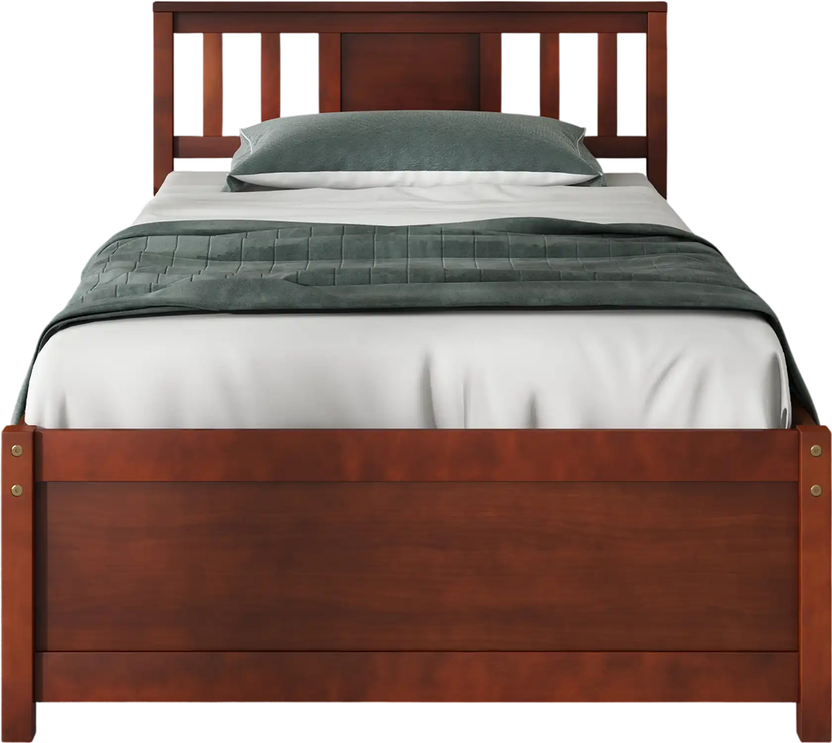 Costway Twin Wooden Platform Bed Frame with Headboard Slat Support 38679512 New