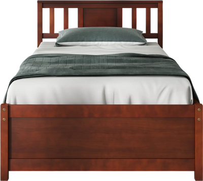 Costway Twin Wooden Platform Bed Frame with Headboard Slat Support 38679512 New