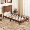 Twin Size Wooden Bed Frame with Headboard and Slat Support-Walnut - Gallery View 1 of 10