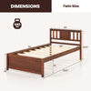 Twin size wooden platform bed with headboard, walnut finish, slatted support, 440 lbs capacity, stylish design.