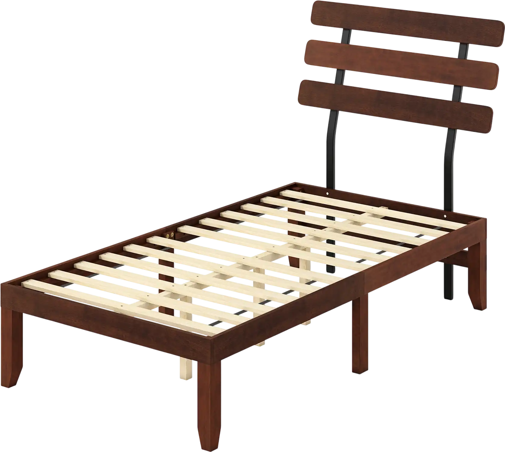 Costway Solid Wood Platform Bed Frame w/ Retro Headboard 15.5