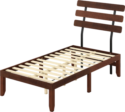 Costway Solid Wood Platform Bed Frame w/ Retro Headboard 15.5